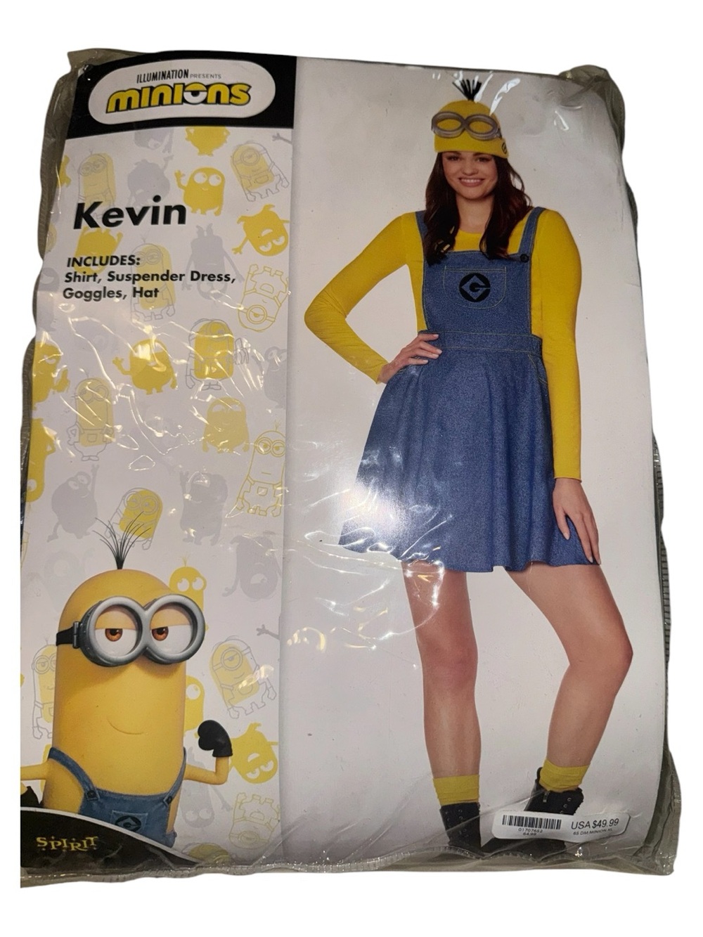 Spirit Minions Kevin Girls Yellow and Blue Costume with Goggles Hat